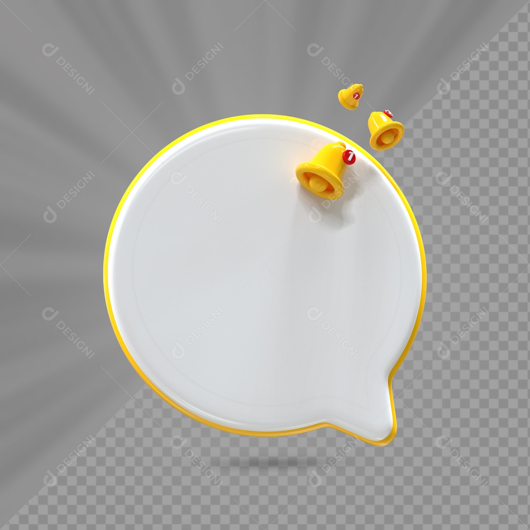 Caixa de Texto Branco com Borda Amarela Elemento 3D para Composição PSD