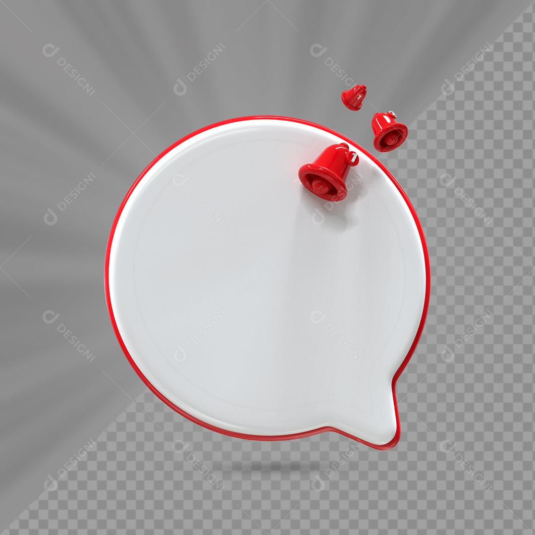 Caixa de Texto Branco com Borda Vermelha Elemento 3D para Composição PSD