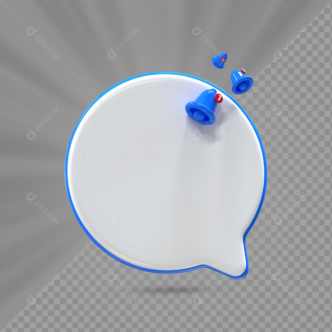 Caixa de Texto Branco com Borda Azul Elemento 3D para Composição PSD