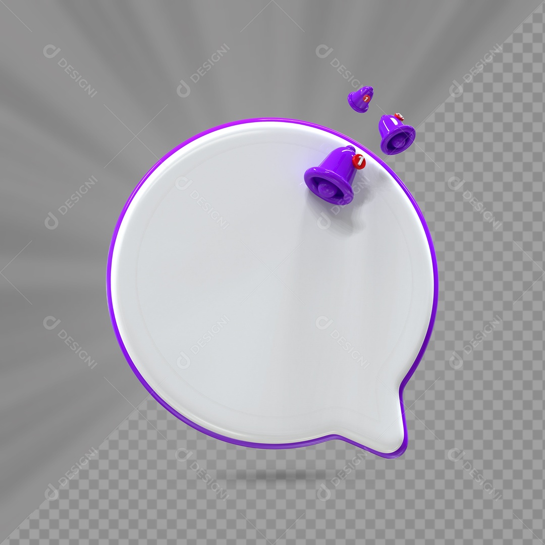 Caixa de Texto Branco com Borda Roxo Elemento 3D para Composição PSD