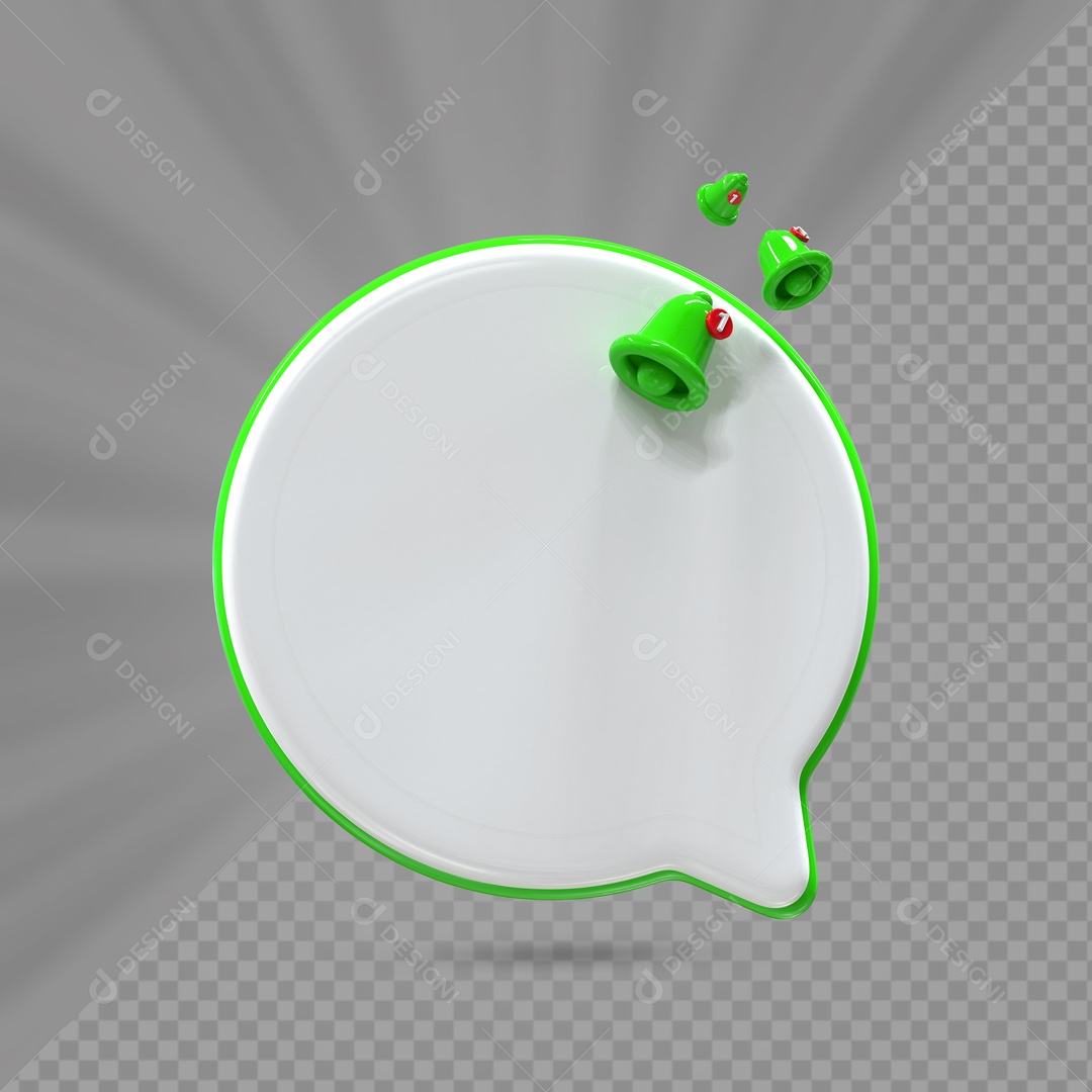 Caixa de Texto Branco com Borda Verde Elemento 3D para Composição PSD