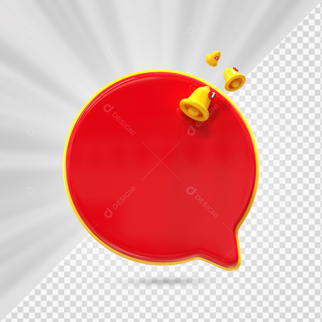 Caixa de Texto Vermelho com Borda Dourada Elemento 3D para Composição PSD