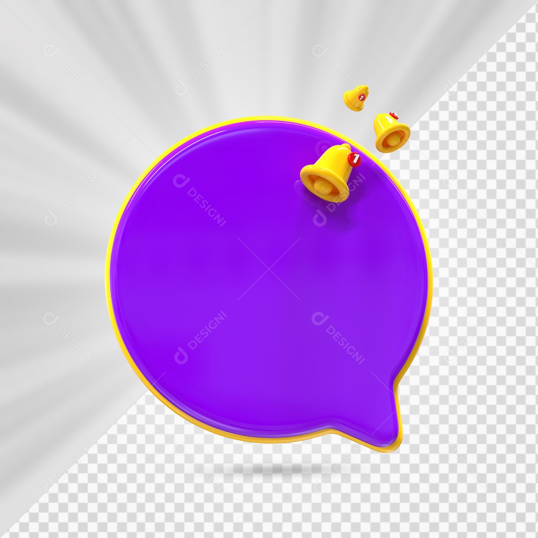 Caixa de Texto Roxo com Borda Dourada Elemento 3D para Composição PSD