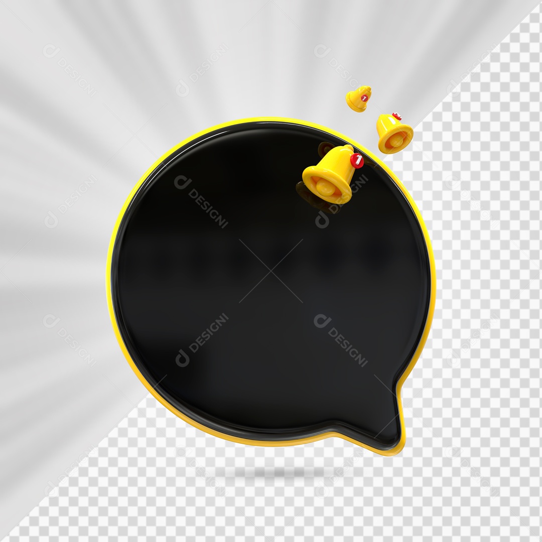 Caixa de Texto Preto com Borda Dourada Elemento 3D para Composição PSD