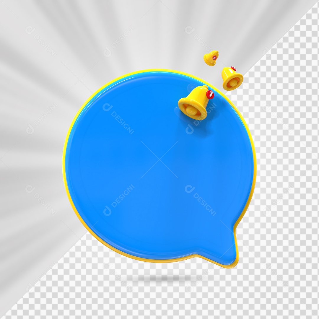 Caixa de Texto Azul com Borda Dourada Elemento 3D para Composição PSD