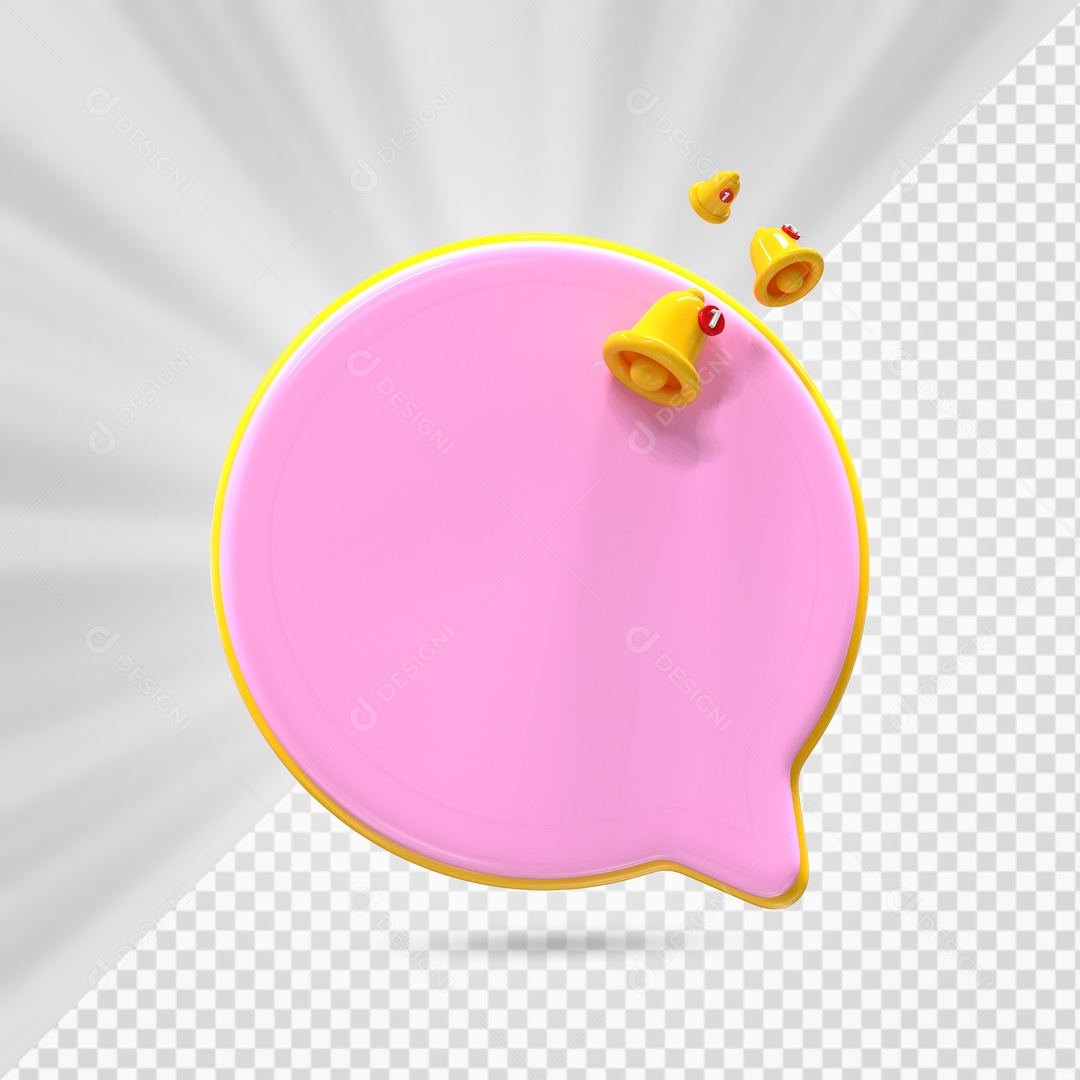 Caixa de Texto Rosa com Borda Dourada Elemento 3D para Composição PSD