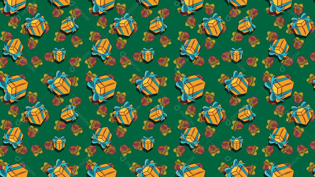 Pattern Padrões Geométricos de Caixa de Presentes Natalino Em Fundo Verde Vetor AI + PAT