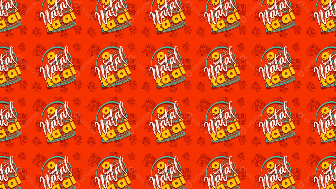 Pattern Padrões Geométricos Texto Natalino O Natal Tá ai Em Fundo Vermelho Vetor AI + PAT