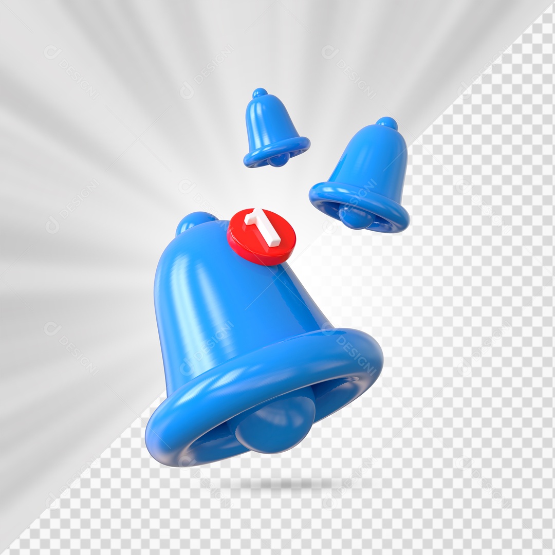 Sinos de Notificações Azul Elemento 3D para Composição PSD