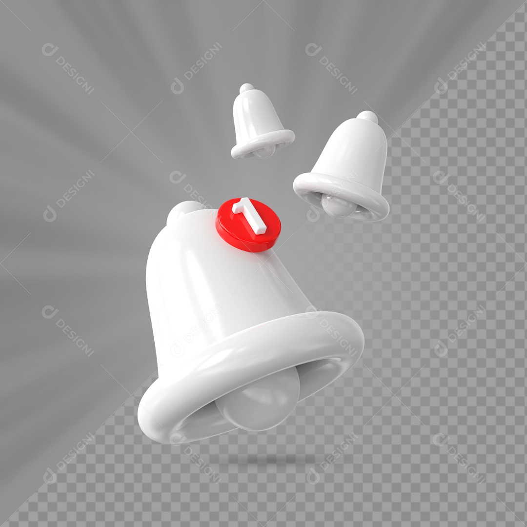 Sinos de Notificações Branco Elemento 3D para Composição PSD