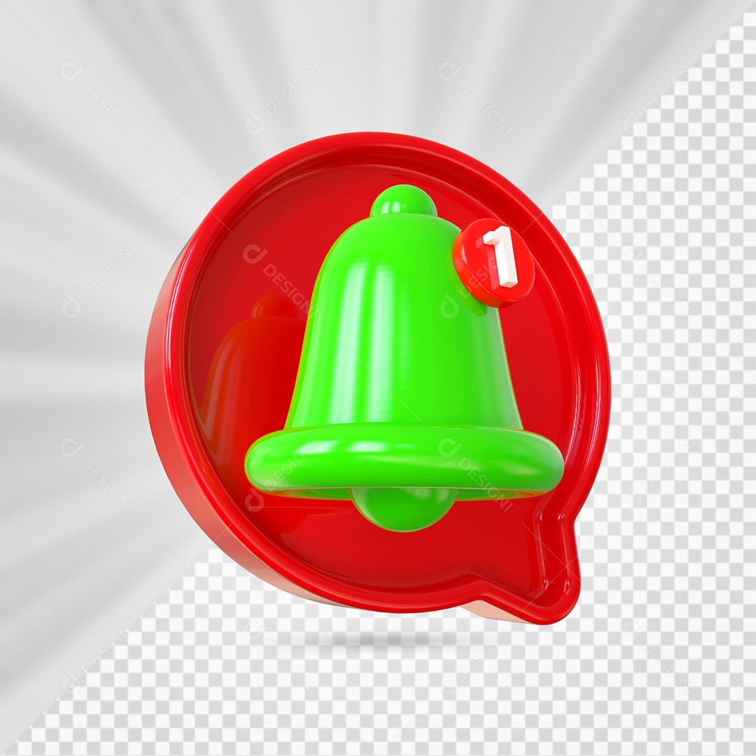 Ícone de Notificação Verde e Vermelho Elemento 3D para Composição PSD
