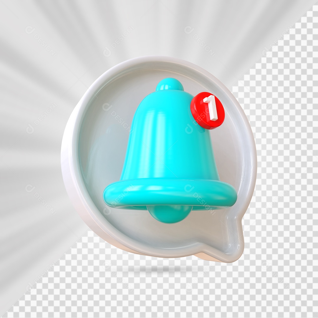 Ícone de Notificação Azul Marinho e Branco Elemento 3D para Composição PSD