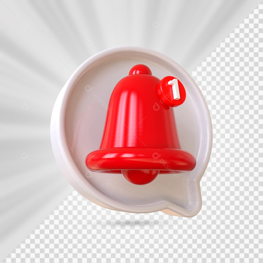 Ícone de Notificação Vermelho e Branco Elemento 3D para Composição PSD