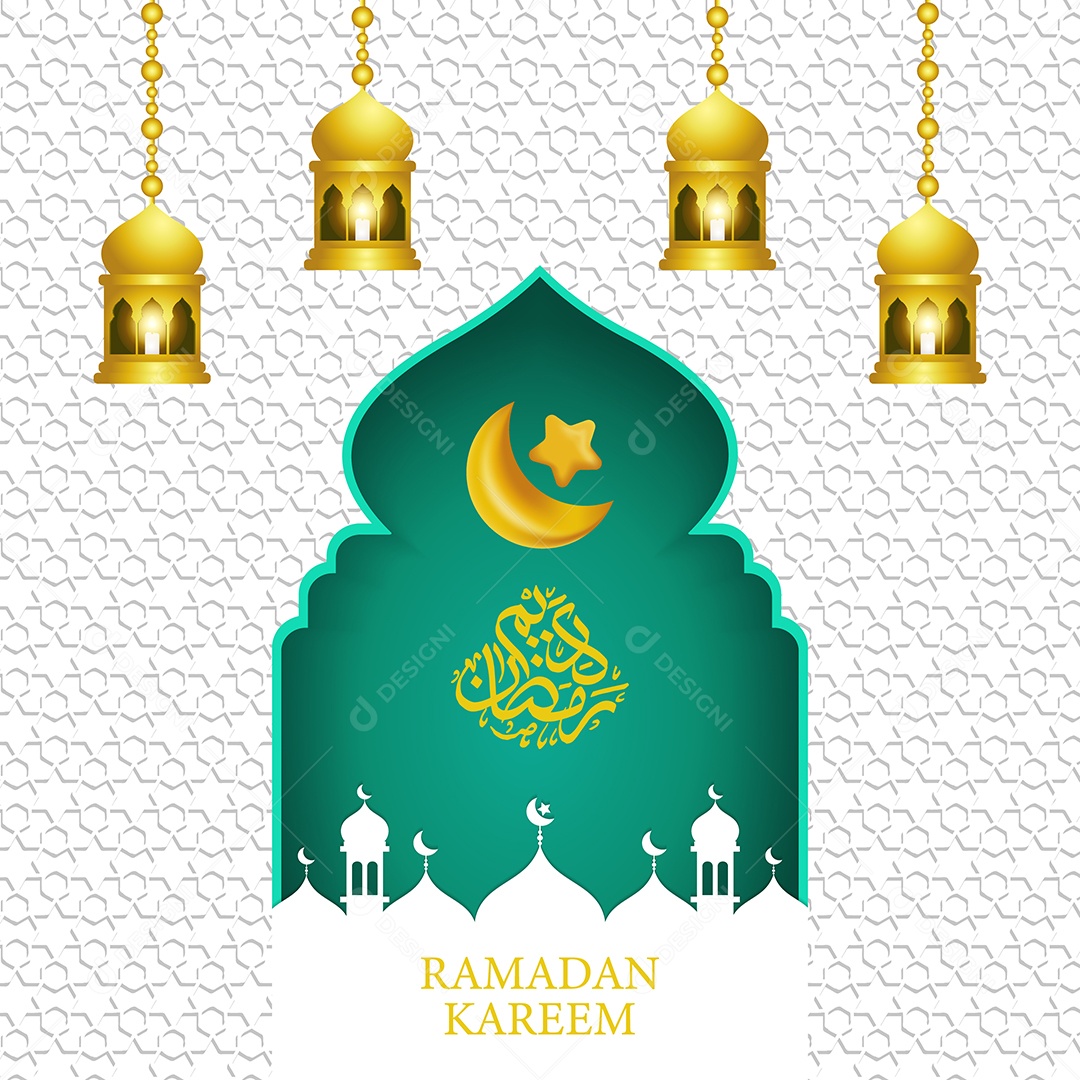 Saudação de Ramadan Kareem Vetor EPS Editável