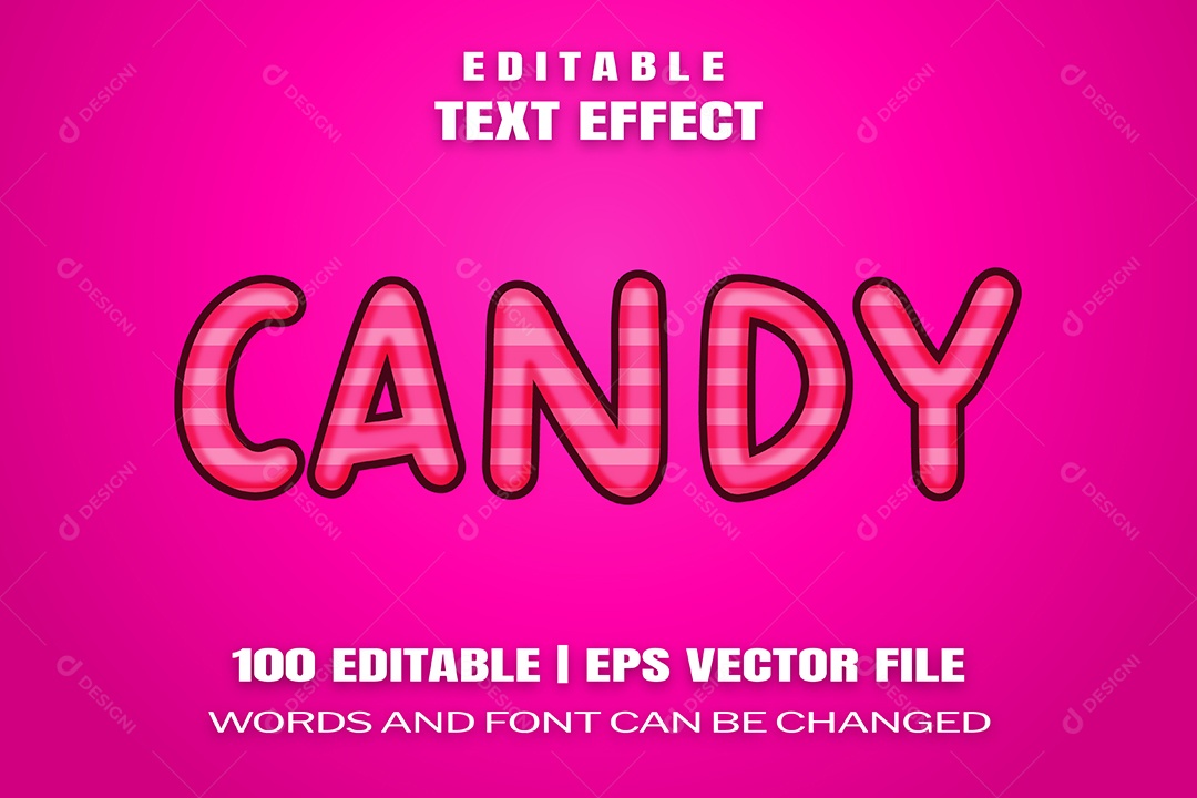 Efeito de Texto Candy Fundo Rosa EPS Editável