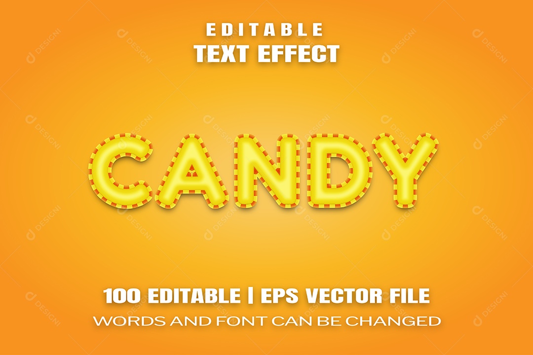 Efeito de Texto Candy Fundo Laranja EPS Editável