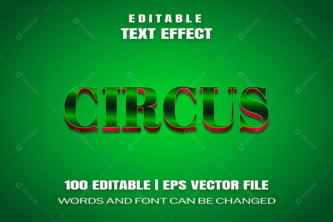 Efeito de Texto Circus Fundo Verde EPS Editável