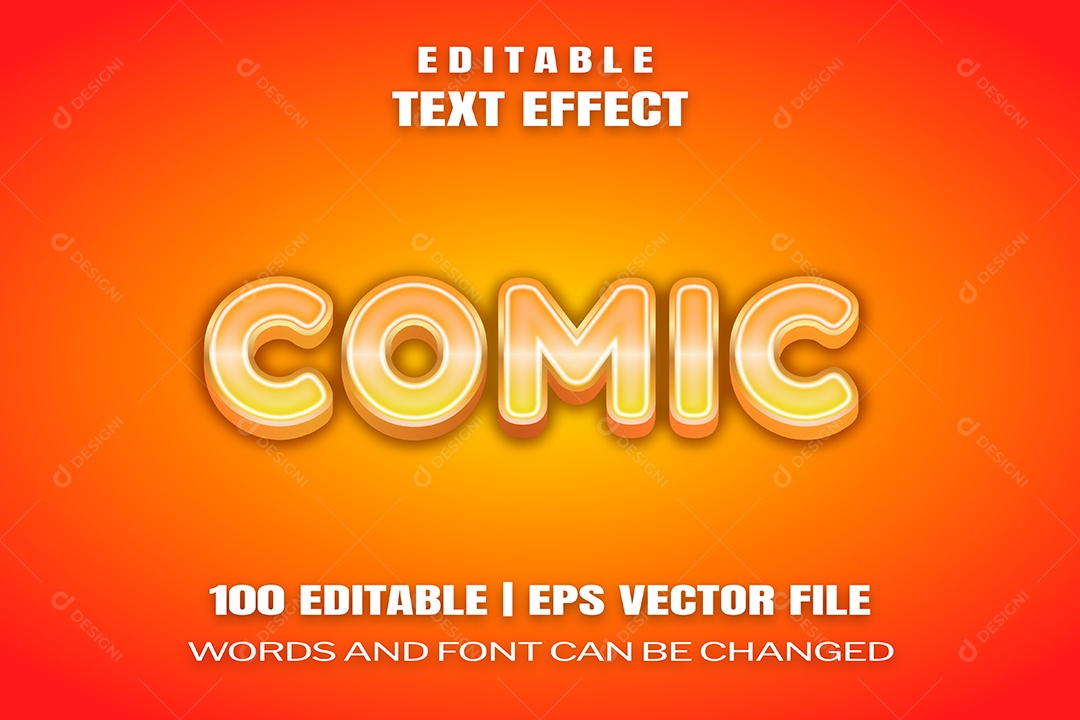 Efeito de Texto Comic Fundo Laranja EPS Editável