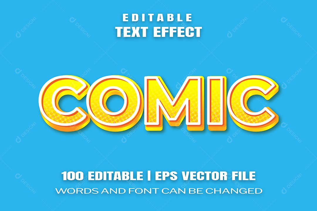 Efeito de Texto Comic Fundo Azul EPS Editável