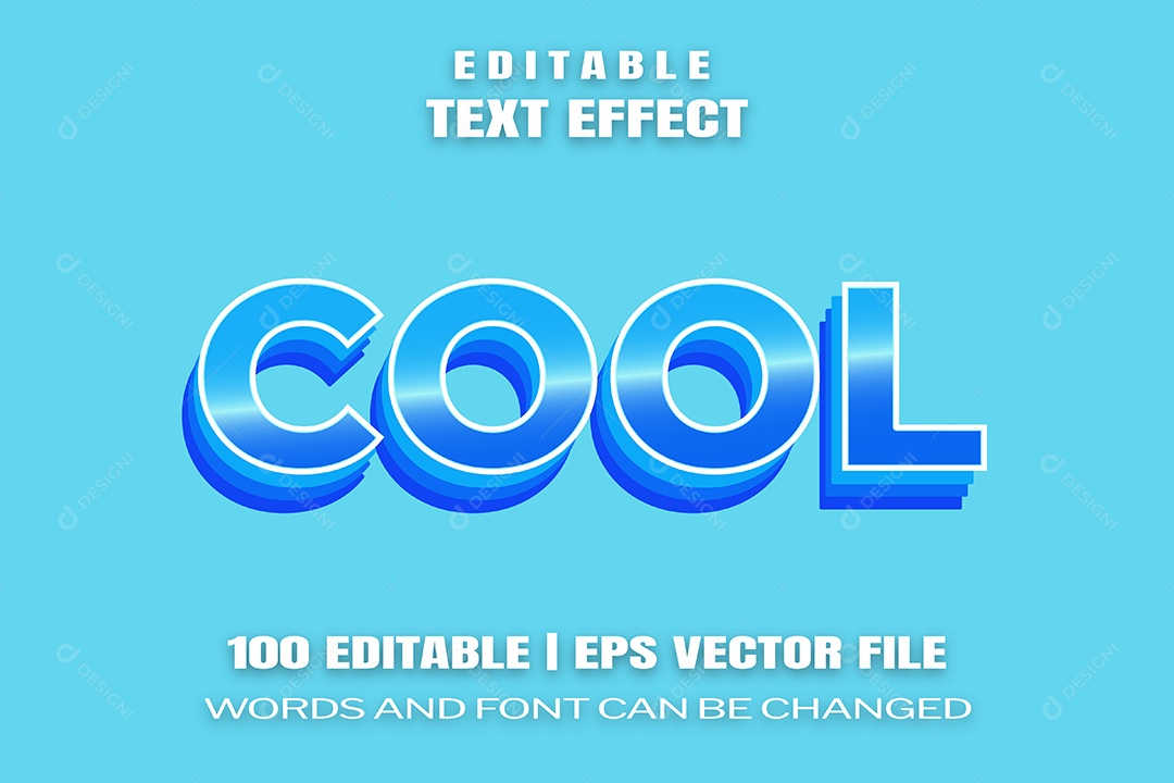 Efeito de Texto Cool Fundo Azul EPS Editável