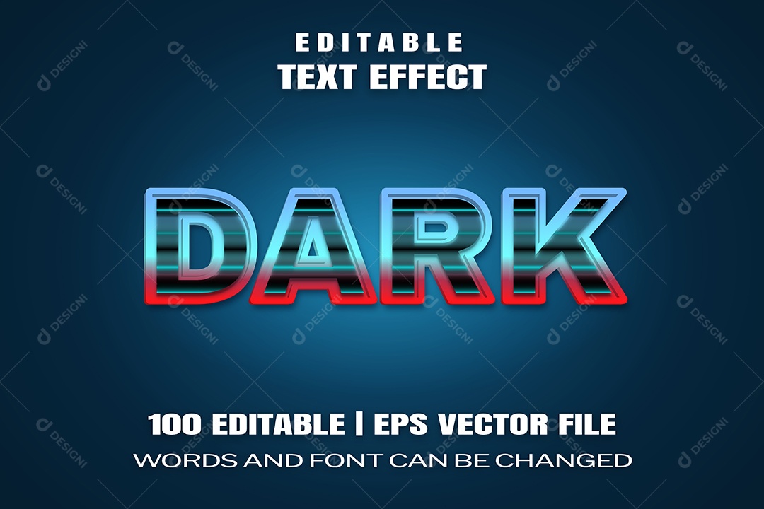 Efeito de Texto Dark Fundo Isolado EPS Editável