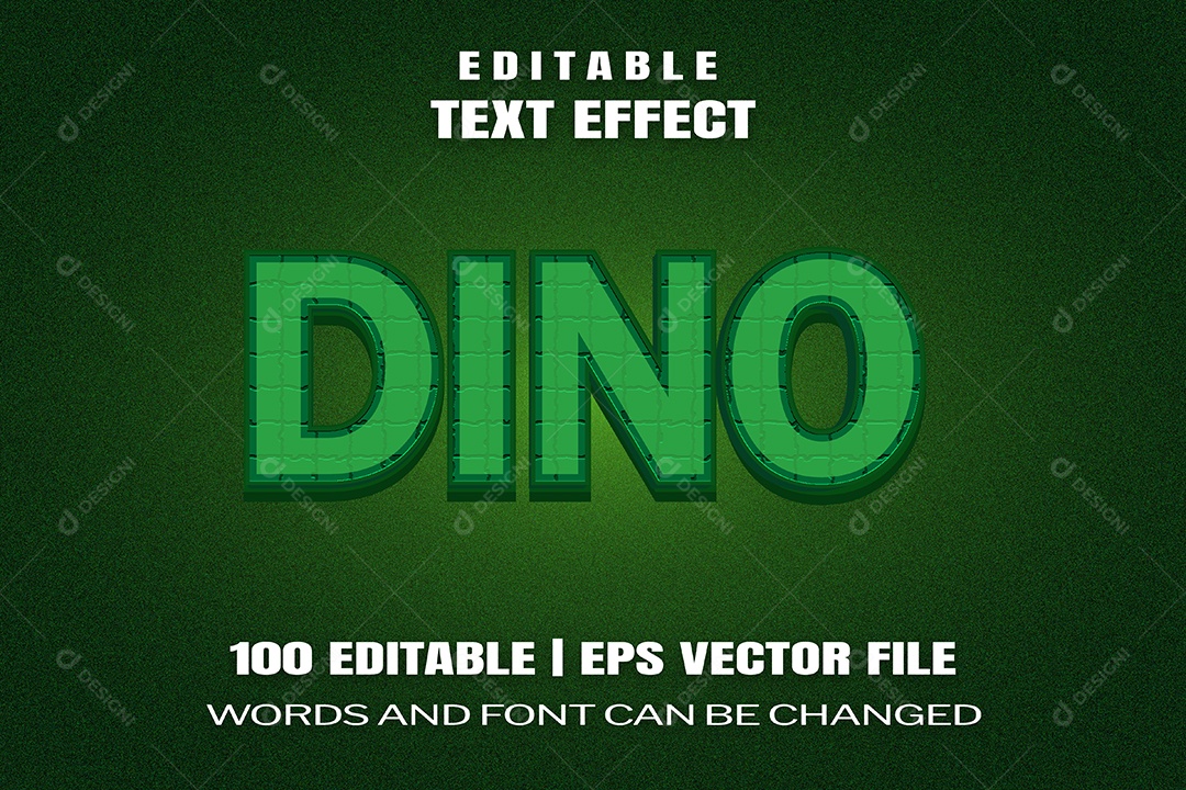 Efeito de Texto Dino Fundo Verde EPS Editável
