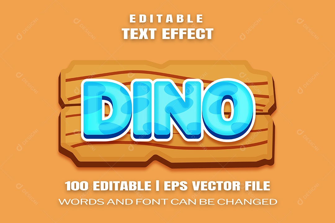 Efeito de Texto Dino Fundo Laranja EPS Editável