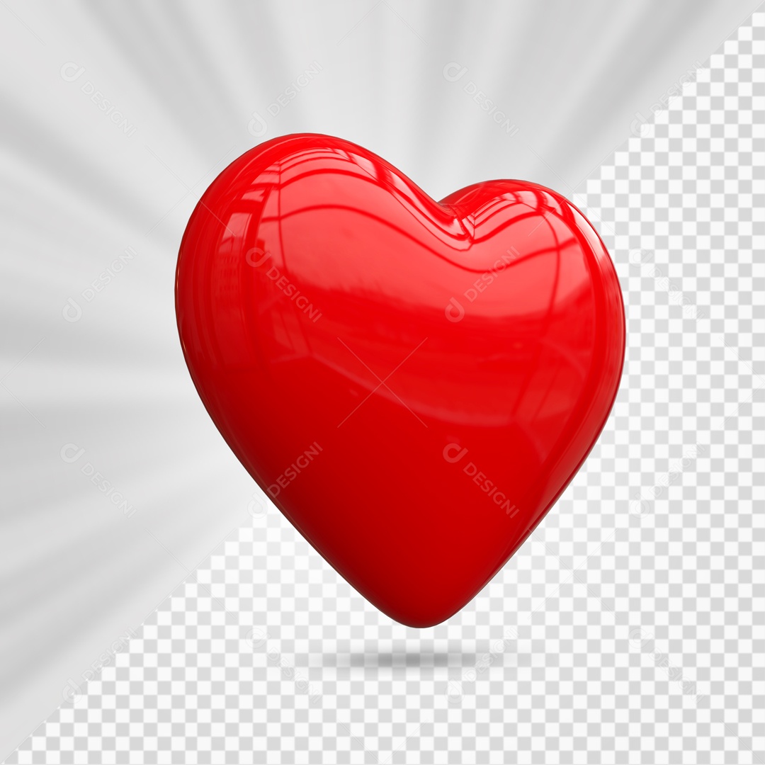 Coração Vermelho Elemento 3D para Composição PSD