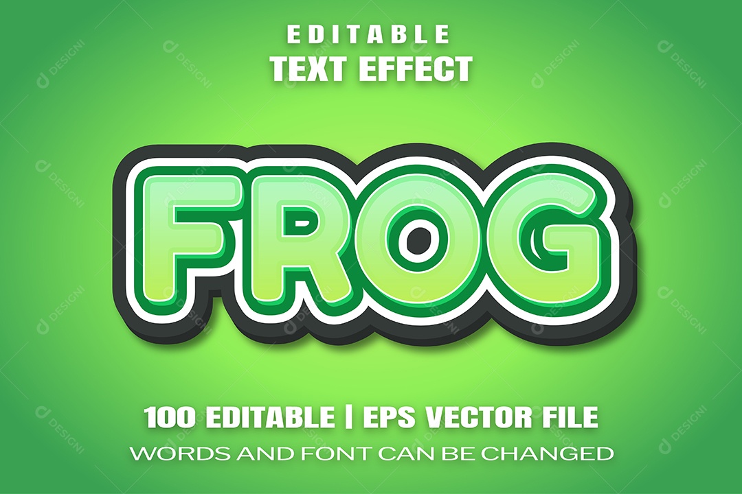 Efeito de Texto Frog Fundo Verde EPS Editável