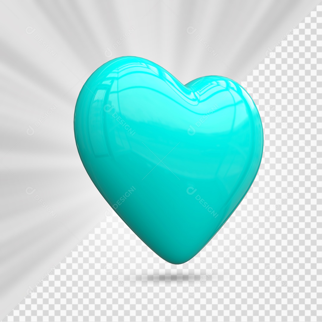 Coração Azul Marinho Elemento 3D para Composição PSD