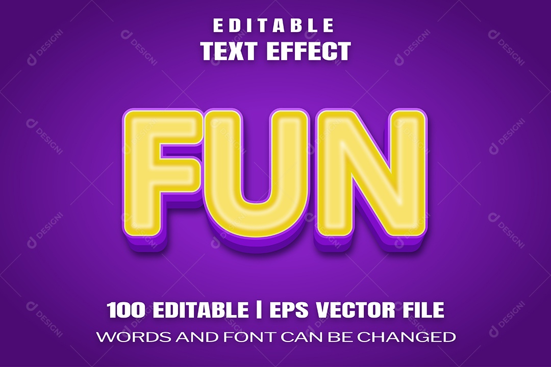 Efeito de Texto Fun Fundo Roxo EPS Editável