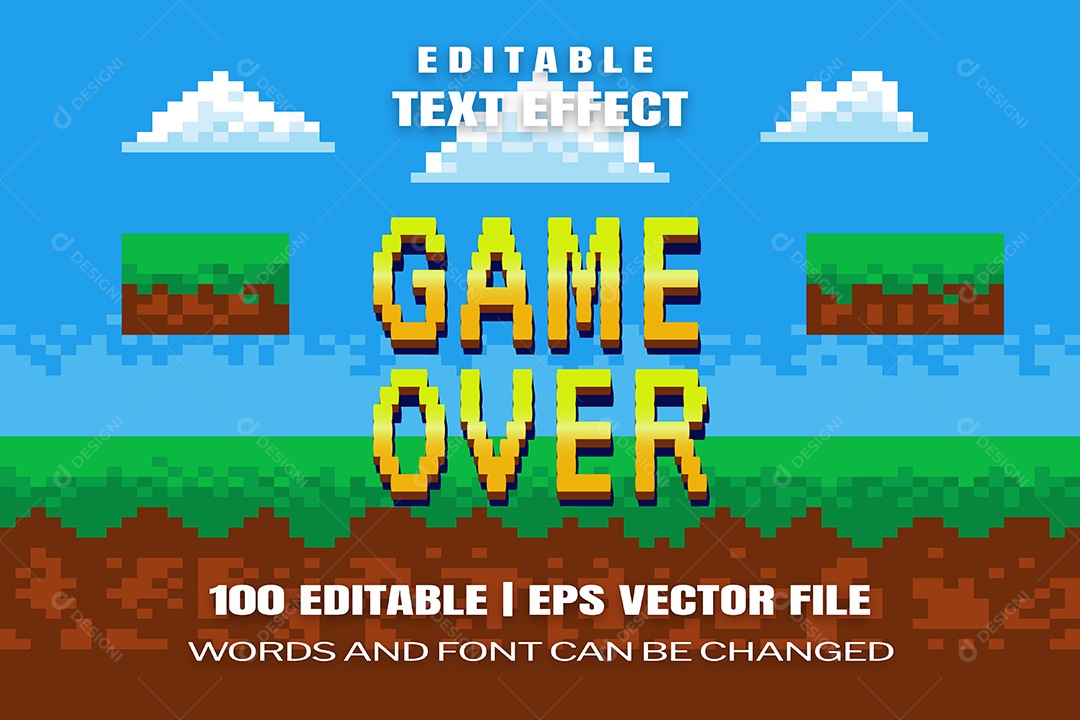 Efeito de Texto Game Over Fundo de Jogo EPS Editável