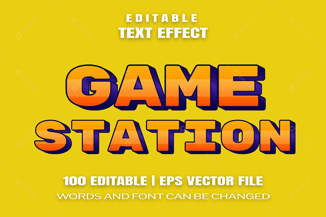 Efeito de Texto Game Station Fundo Amarelo EPS Editável