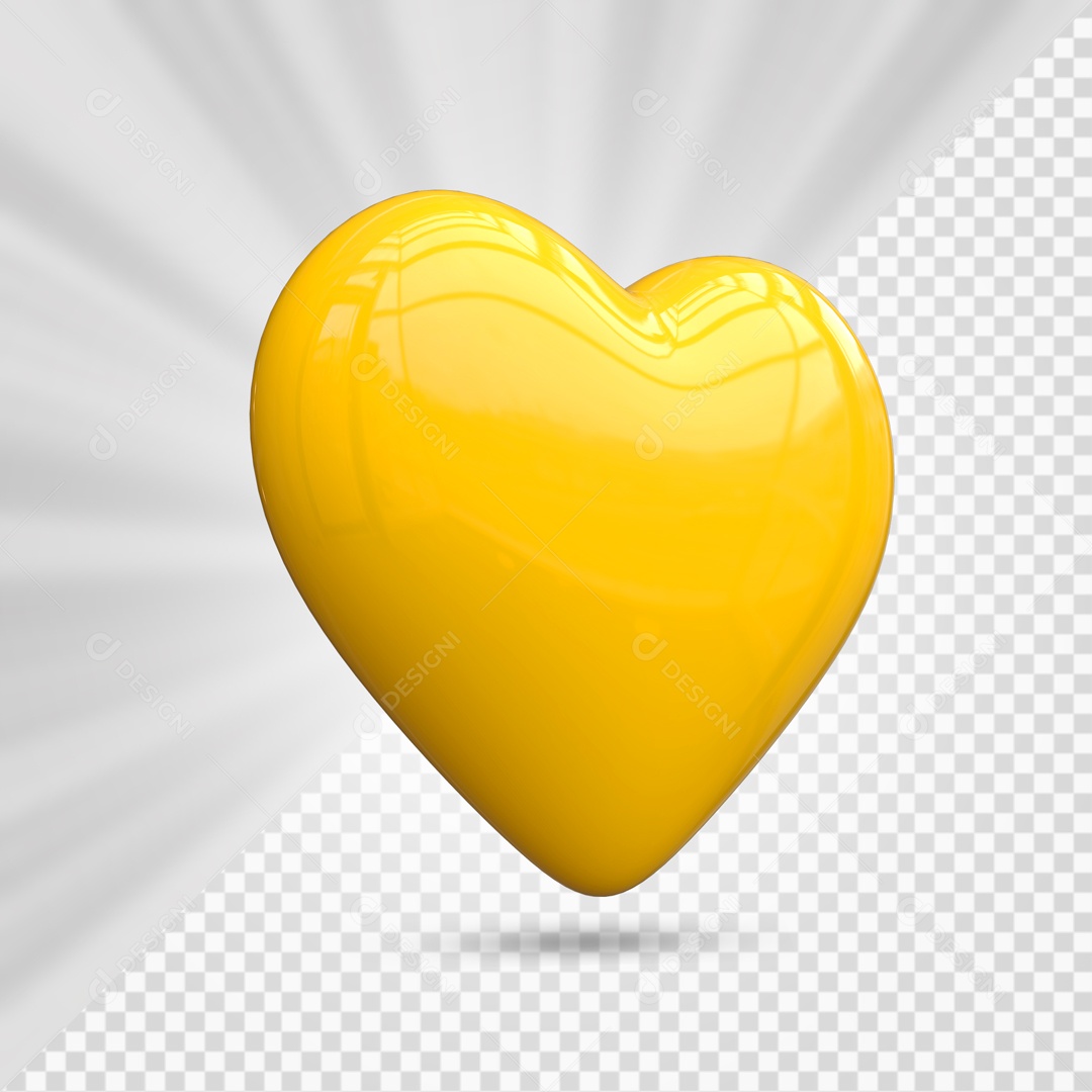 Coração Laranjado Elemento 3D para Composição PSD