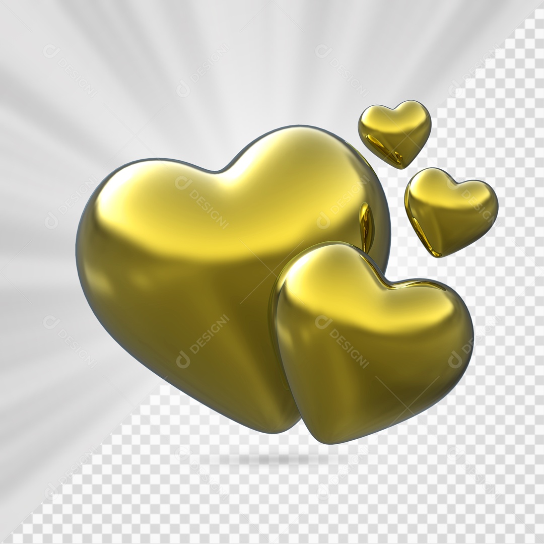 Corações Elemento 3D para Composição PSD