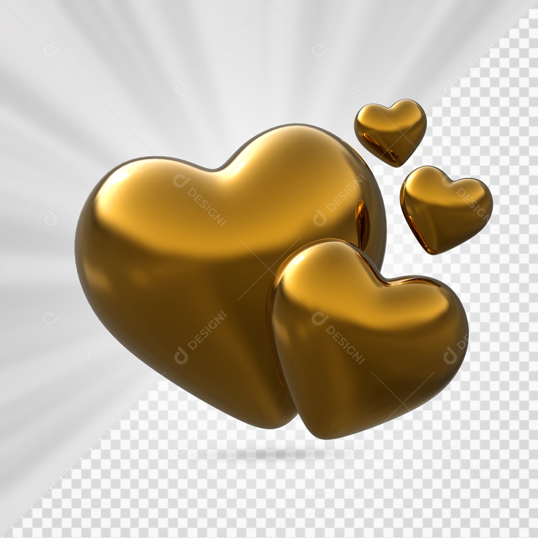 Corações Marrom Elemento 3D para Composição PSD