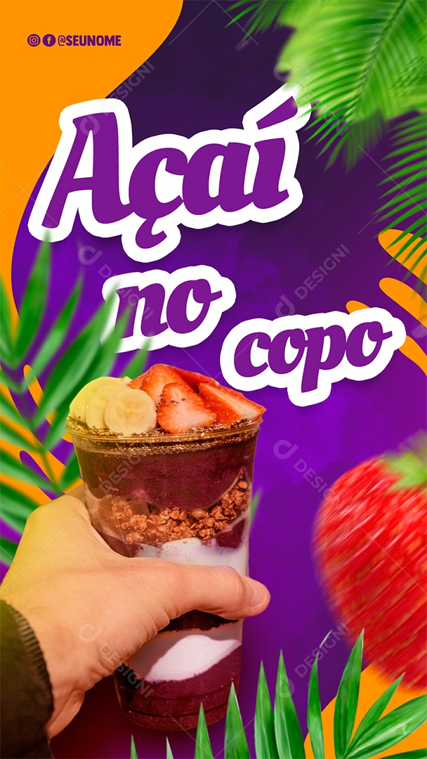 Post Açaí no Copo Social Media PSD Editável
