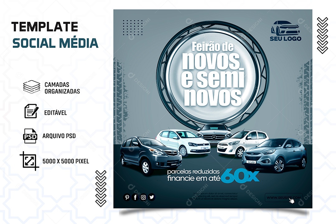 Post Feirão de Carros Social Media PSD Editável