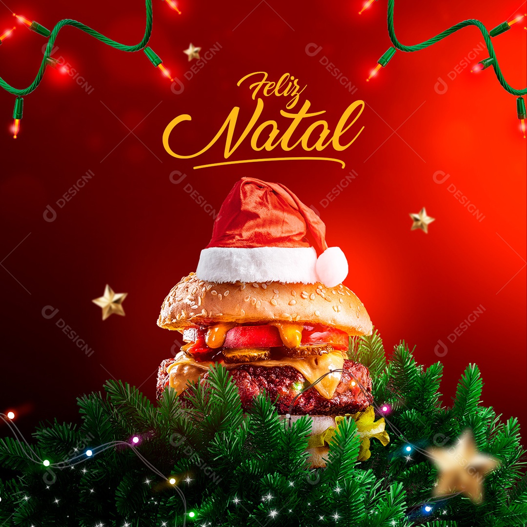 Feliz Natal Hamburgueria Social Media PSD Editável