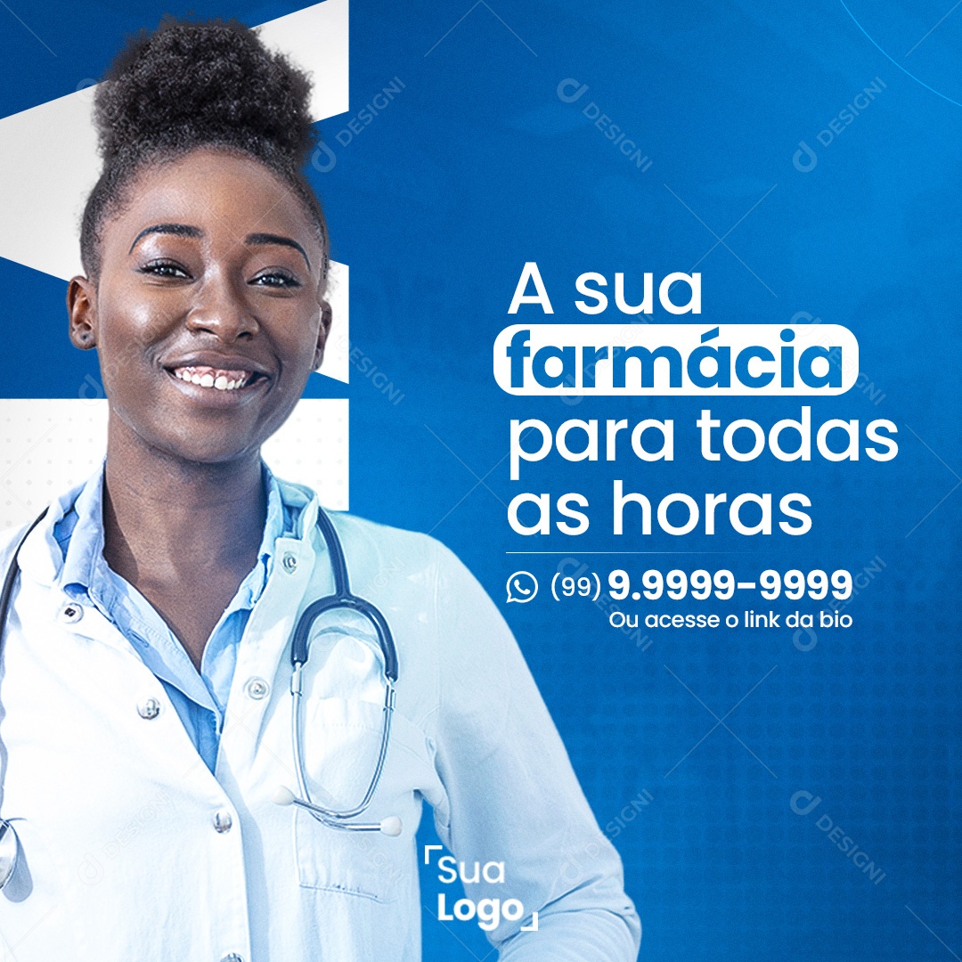 Post A Sua Farmácia Para Todas as Horas Farmácia Social Media PSD Editável