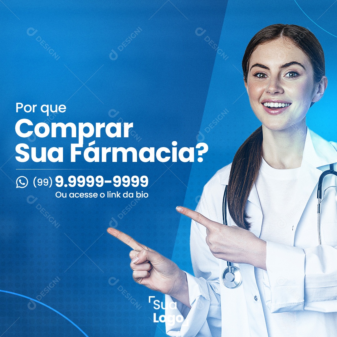 Post Por que Comprar Sua Farmácia Social Media PSD Editável