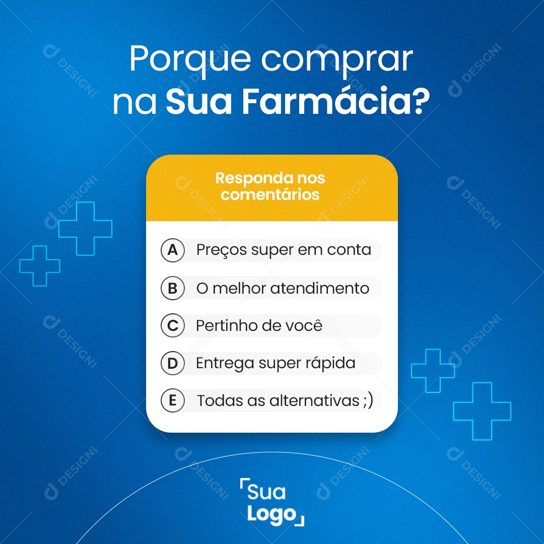 Post Farmácia Por que Comprar na Sua Farmácia Social Media PSD Editável