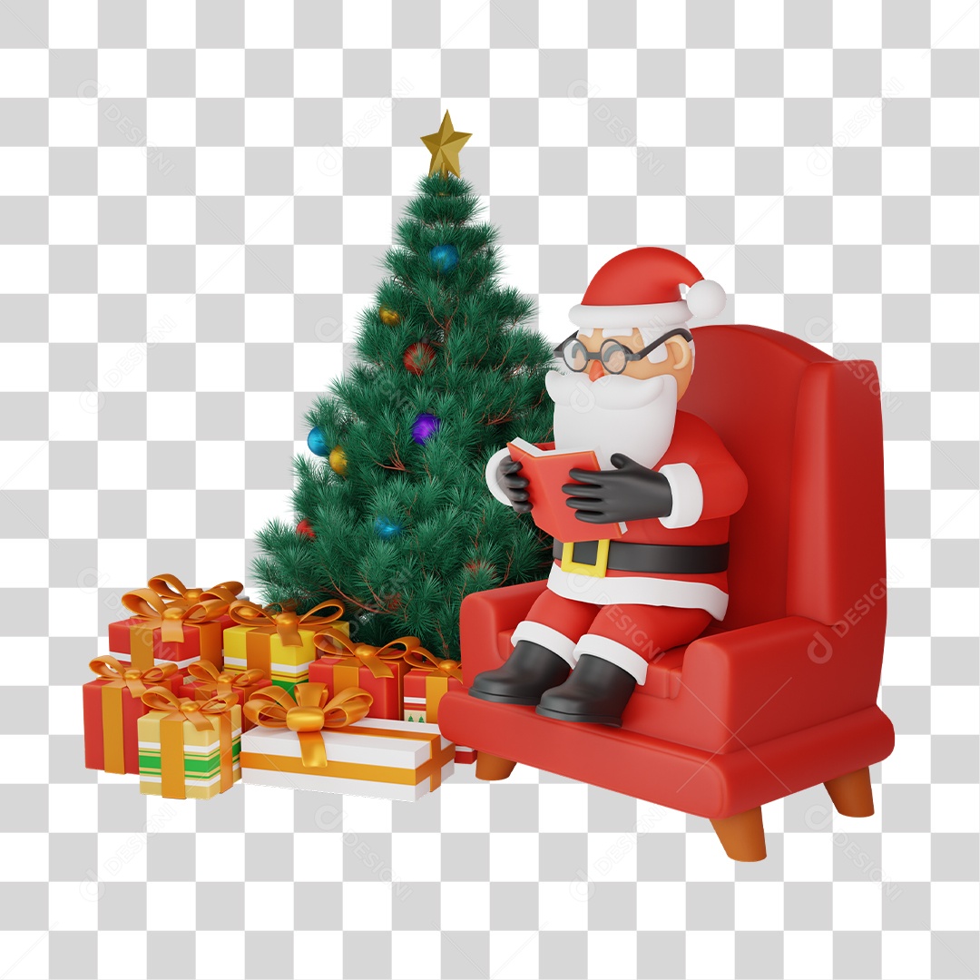 Papai Noel Elemento 3D PNG Transparente