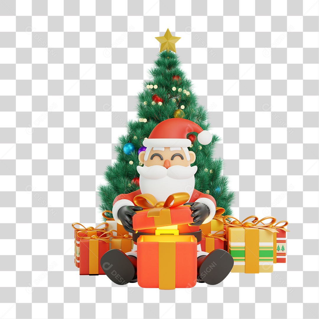 Papai Noel Elemento 3D PNG Transparente