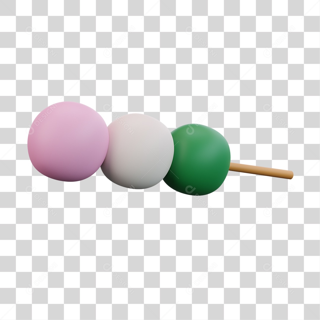 Dango Comida Japonesa Elemento 3D PNG Transparente