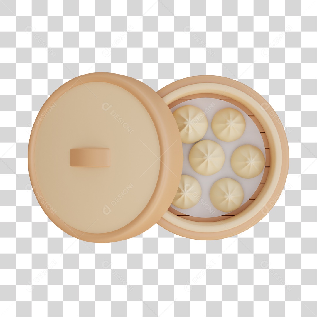 Nikuman Comida Japonesa Elemento 3D PNG Transparente