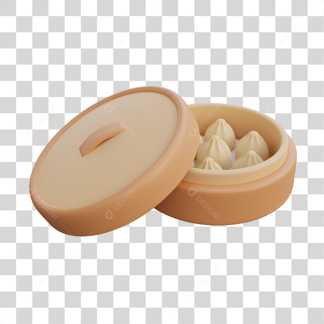 Nikuman Comida Japonesa Elemento 3D PNG Transparente