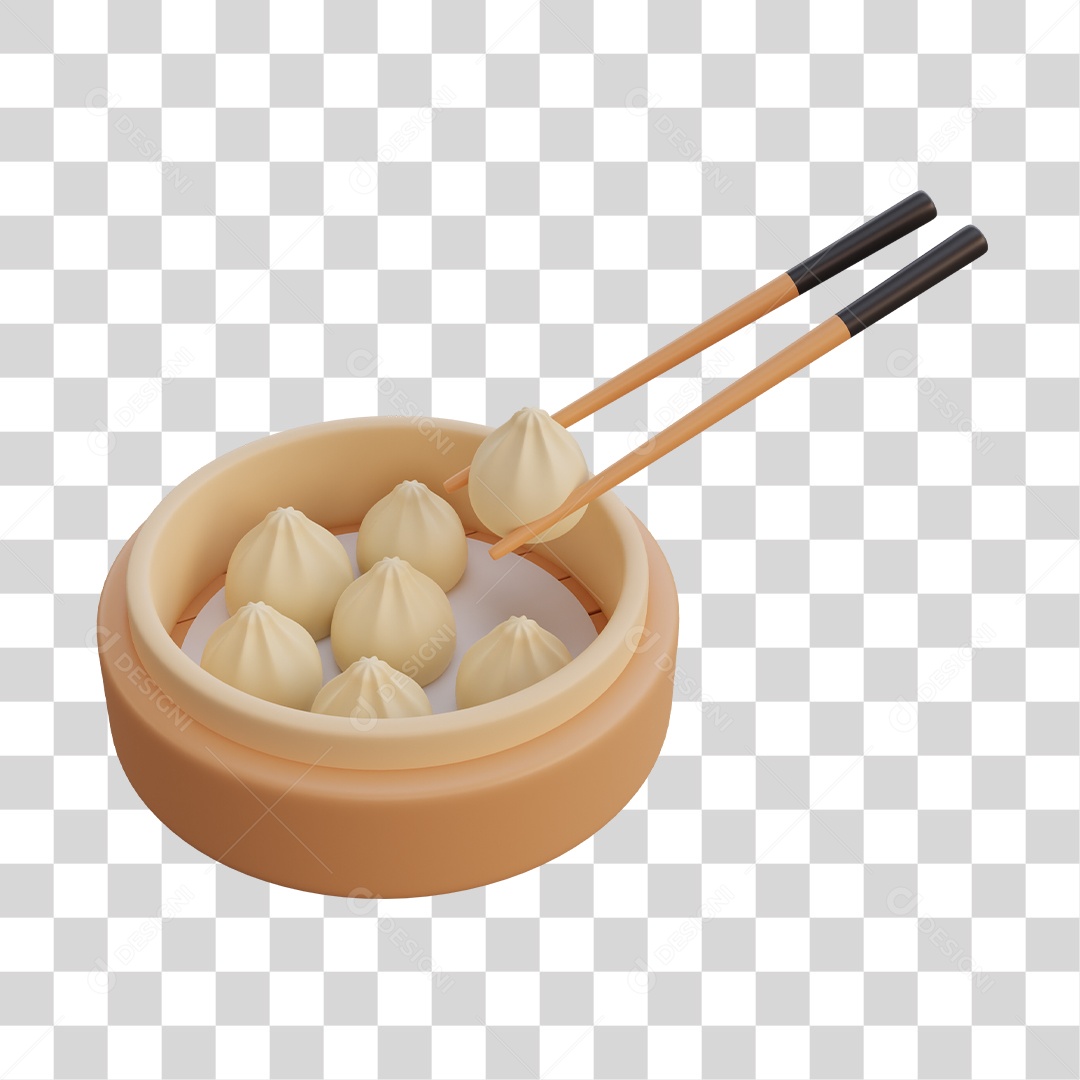 Nikuman Comida Japonesa Elemento 3D PNG Transparente