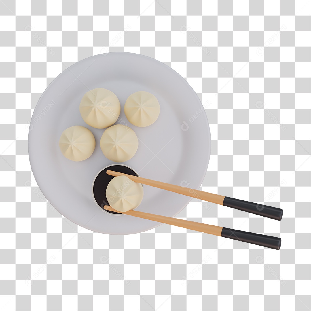 Nikuman Comida Japonesa Elemento 3D PNG Transparente
