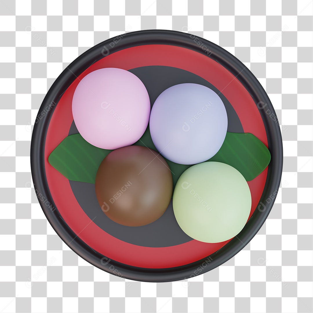 Mochi Comida Japonesa Elemento 3D PNG Transparente